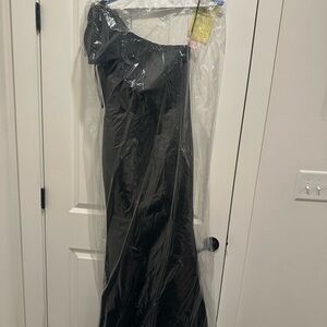 Black AMSALE Black One Shoulder Dress